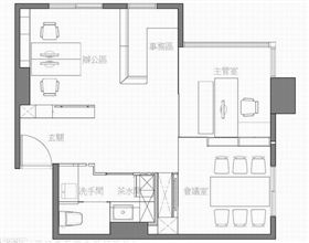 47m2的工業風主題辦公空間辦公家具布局圖 47m2的工業風主題辦公空間辦公家具布局圖
